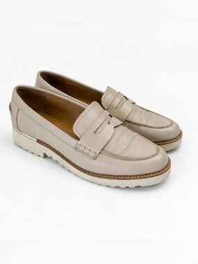 Oatmeal Franco Sarto Cedra Chunky Lug Sole Leather Loafers Preppy Collegiate 9